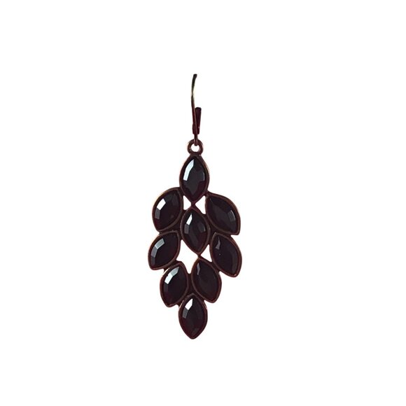 Avon Antiqued Black Rhinestone Leaf Chandelier Pierced Earrings (1605) - Picture 3 of 6